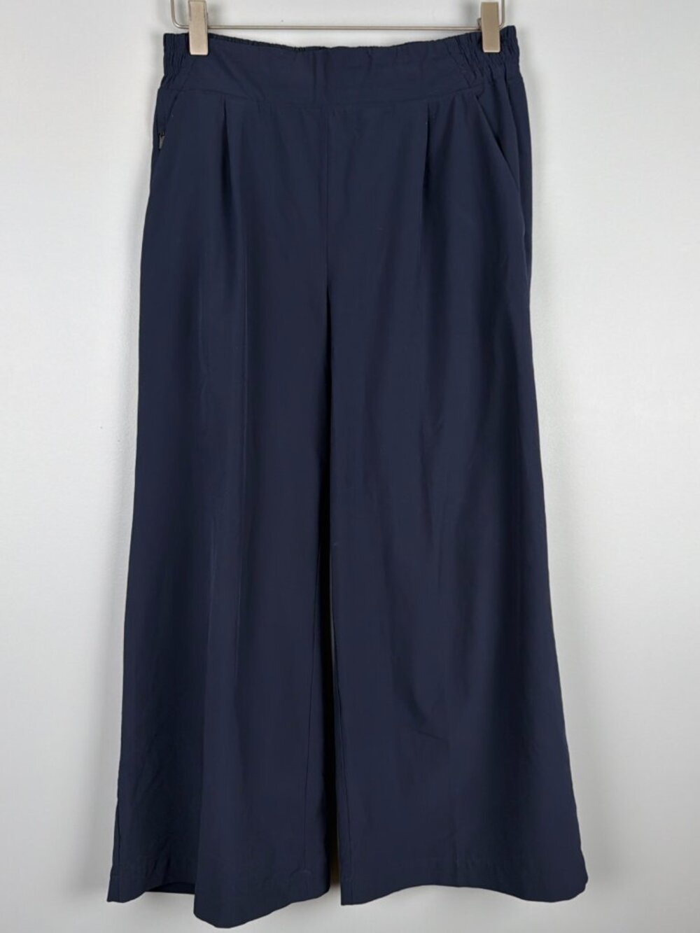 Athleta Brooklyn Wide Leg Crop Pants Womens 2 Navy Blue Lightweight Travel Beach